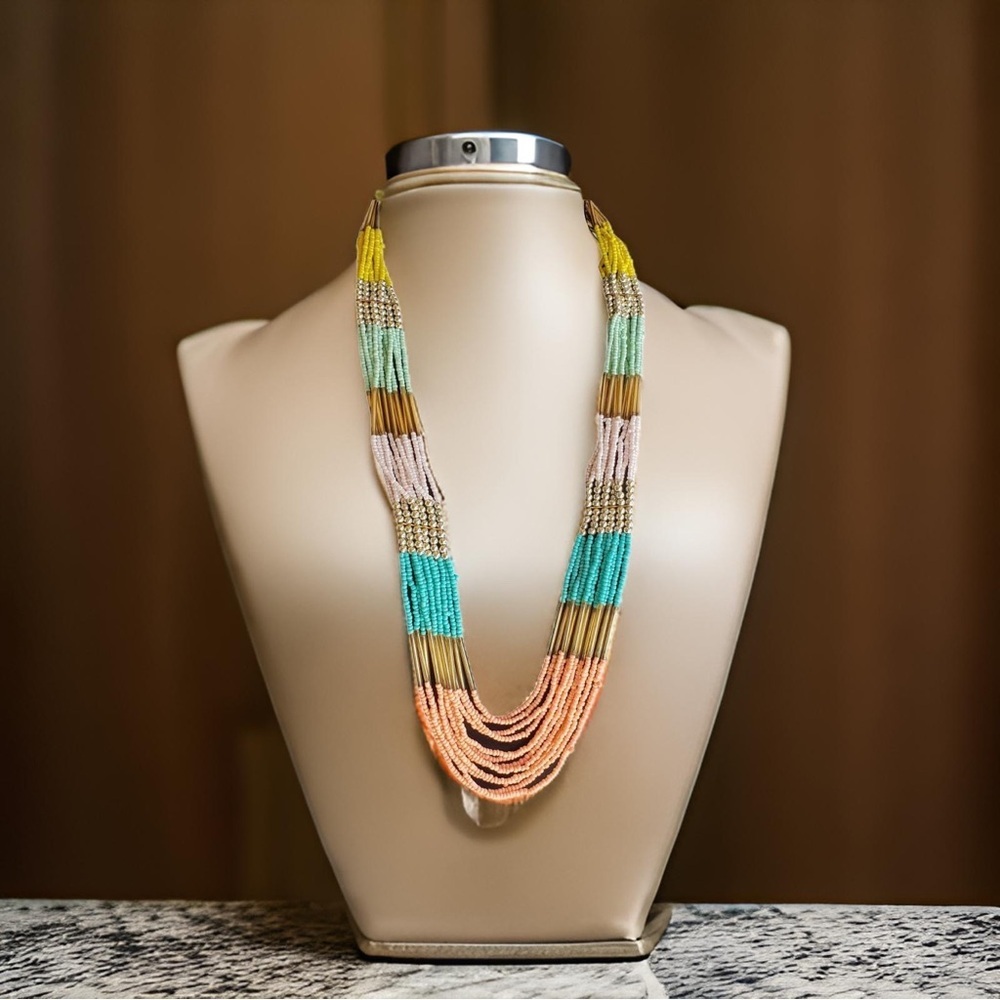 Vintage Beaded Long Tiered Elegant Unique Multicolors Gold Silver Y2K Festival